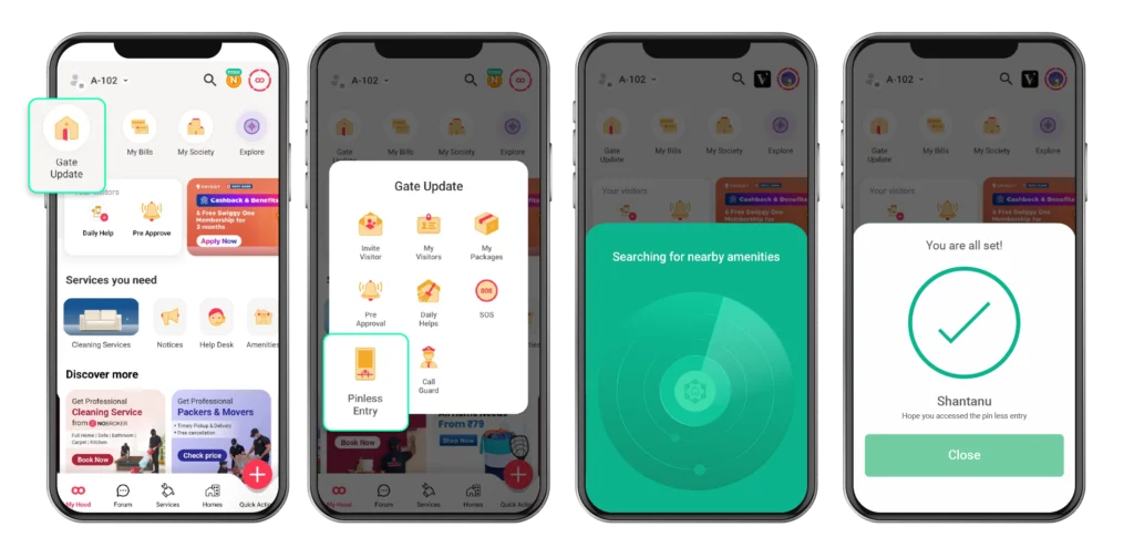 Access your society amenities with NoBrokerHood Pin less entry option